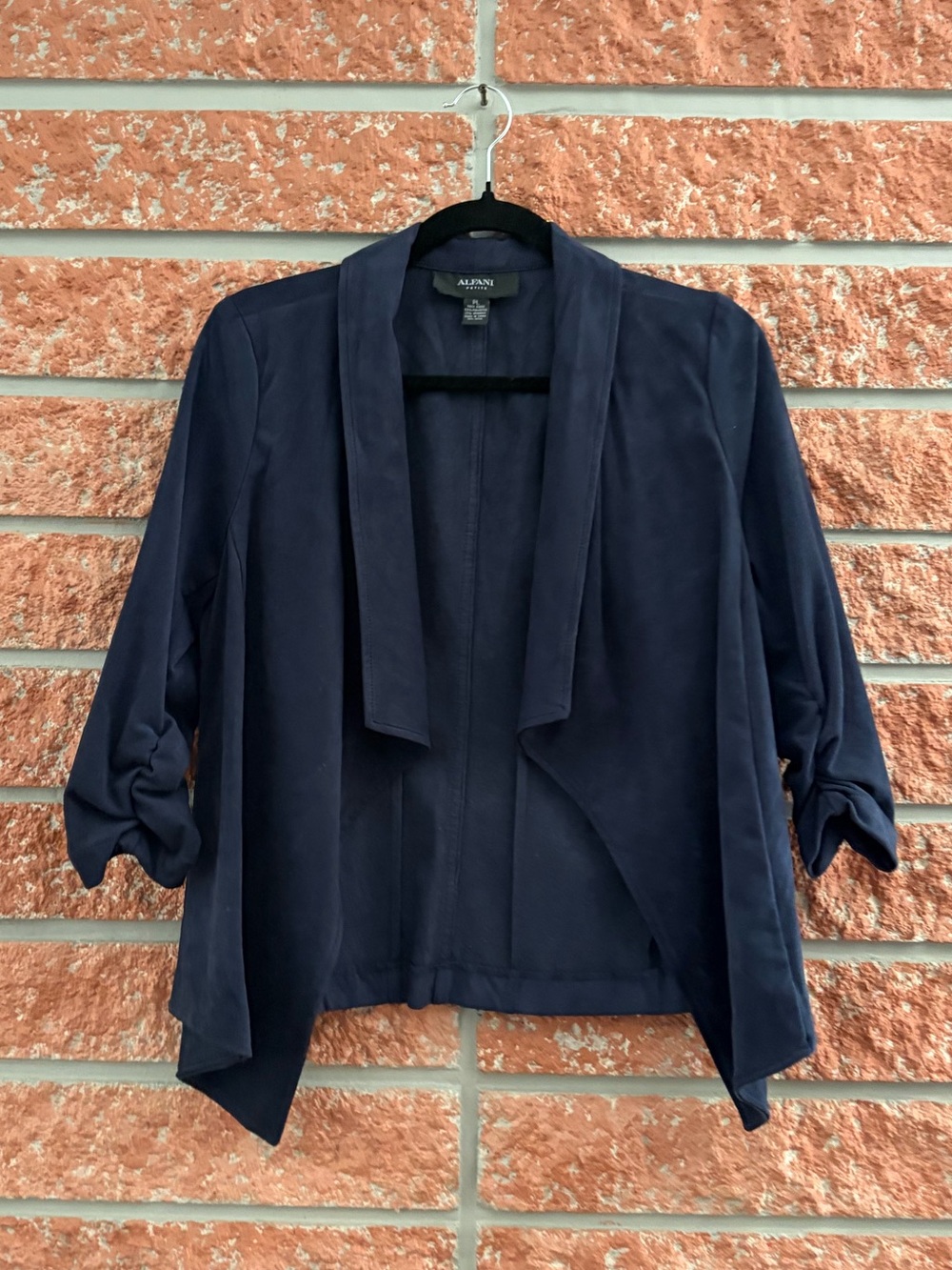 Alfani Navy Open-Front Draped Blazer